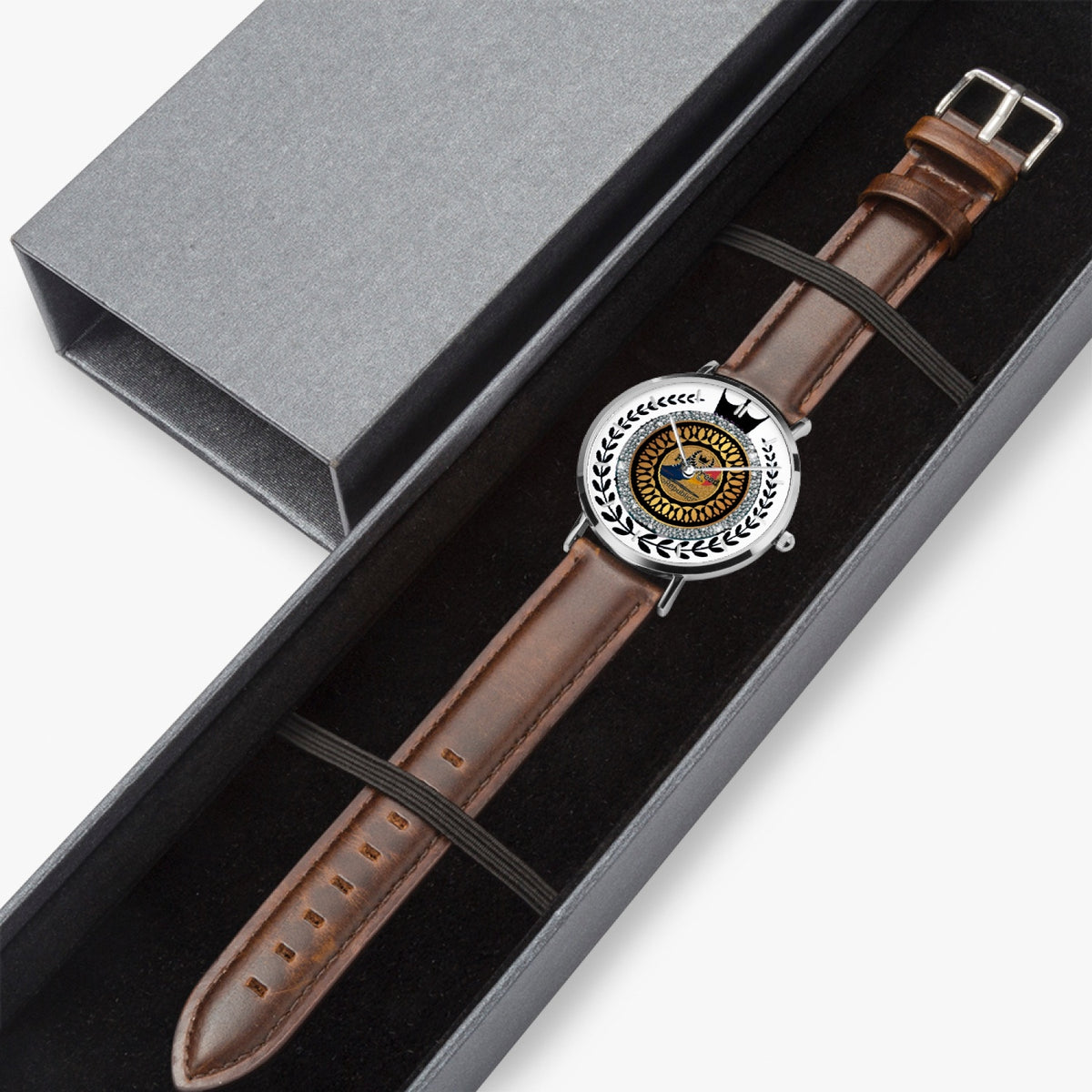 kokorepublic 165. Hot Selling Ultra-Thin Leather Strap Quartz Watch (Silver With Indicators)
