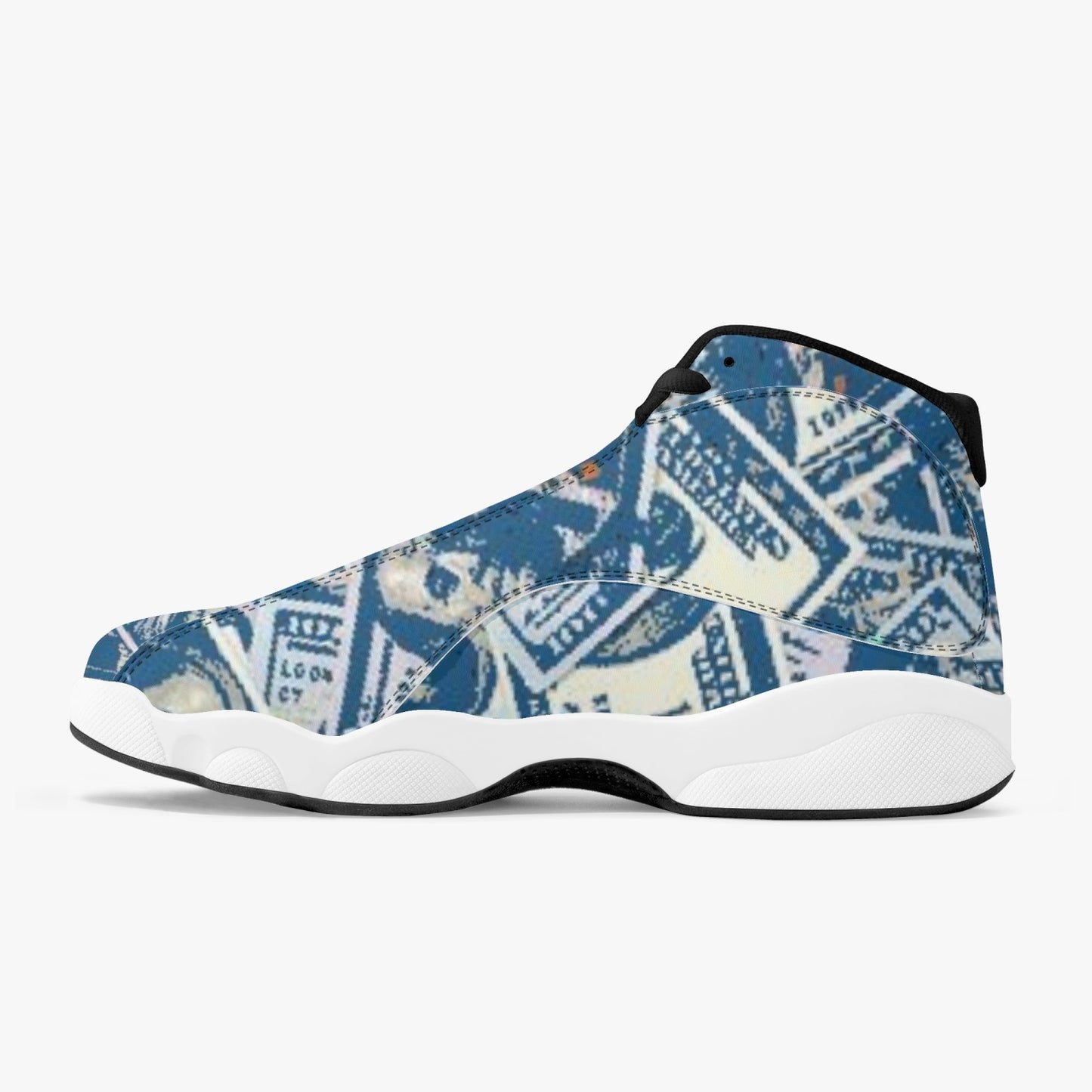 244. AJ13 High-Top Leather Basketball Sneakers - Black