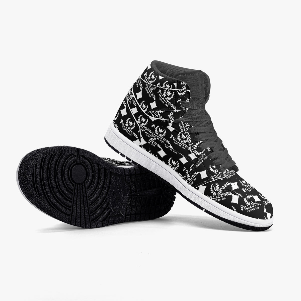 kokorepublic 352. AJ1 Black High-Top Leather Sneakers