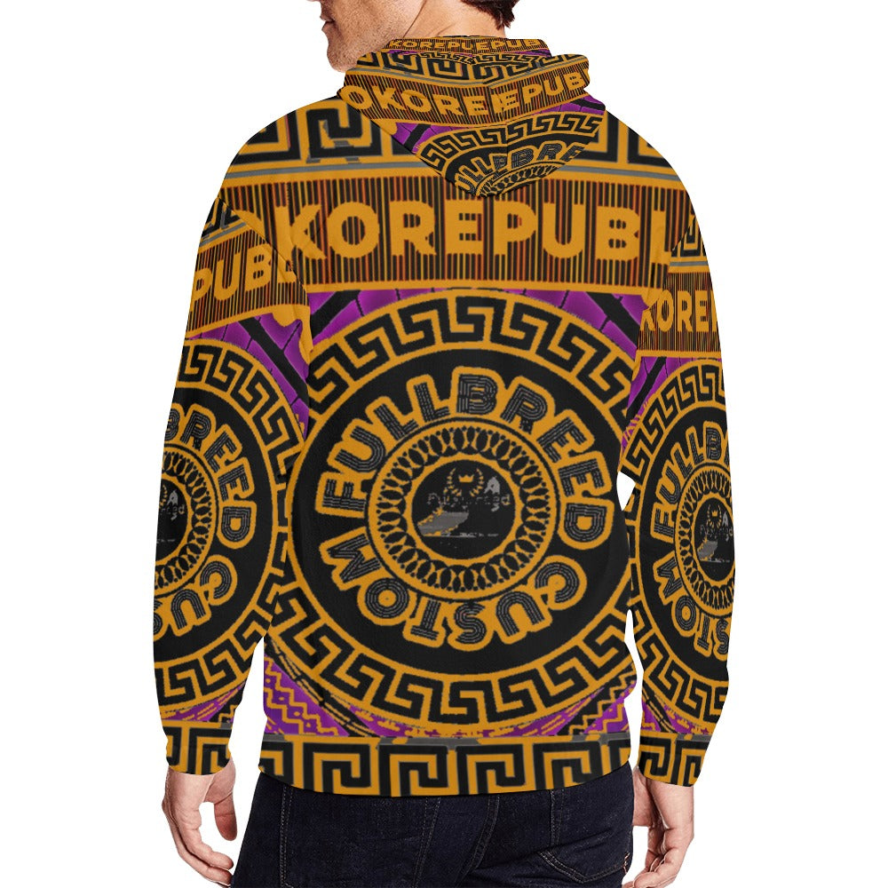 Men's All Over Print Full Zip Hoodie (Model H14)