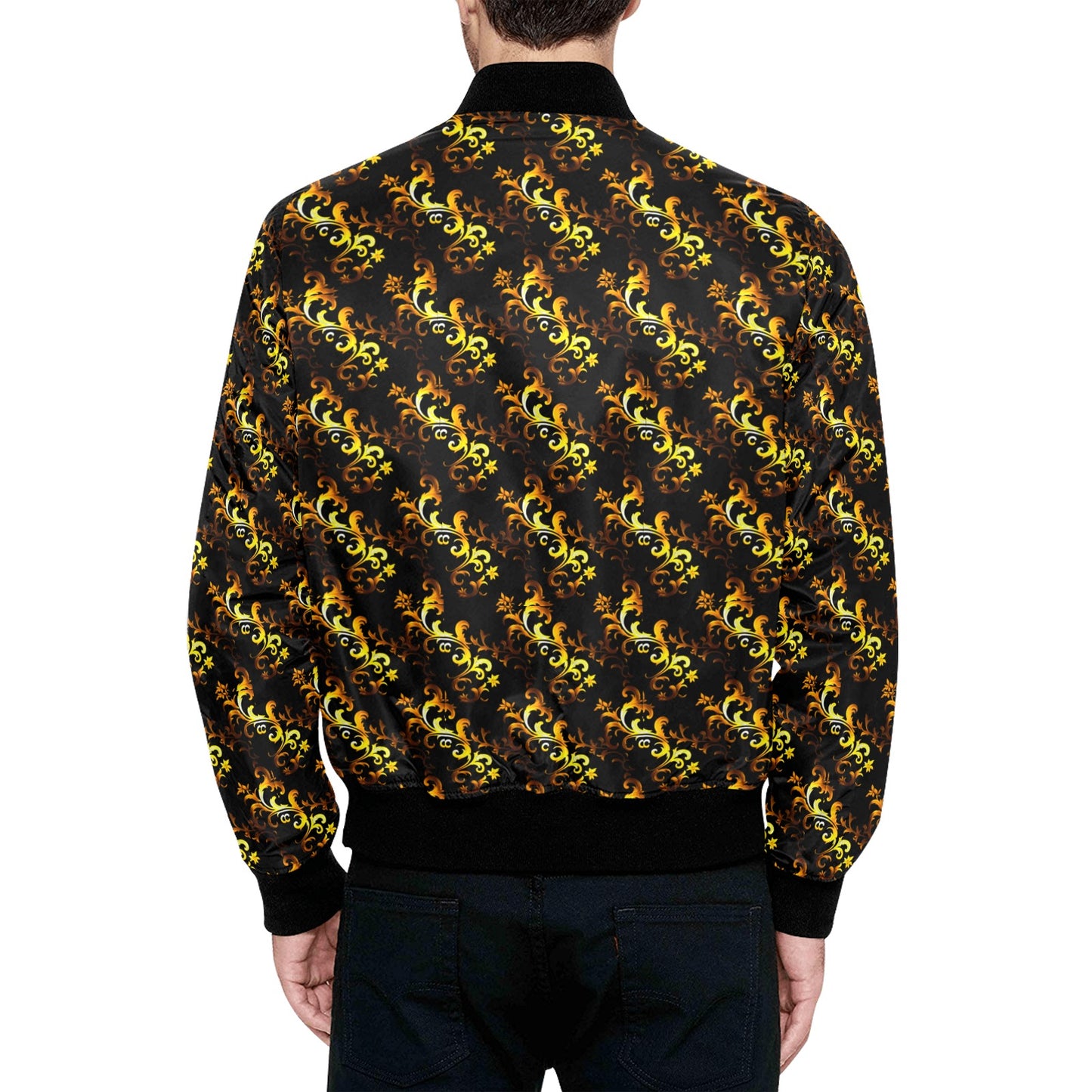 kokorepublic Men's All Over Print Quilted Bomber Jacket(Model H33)