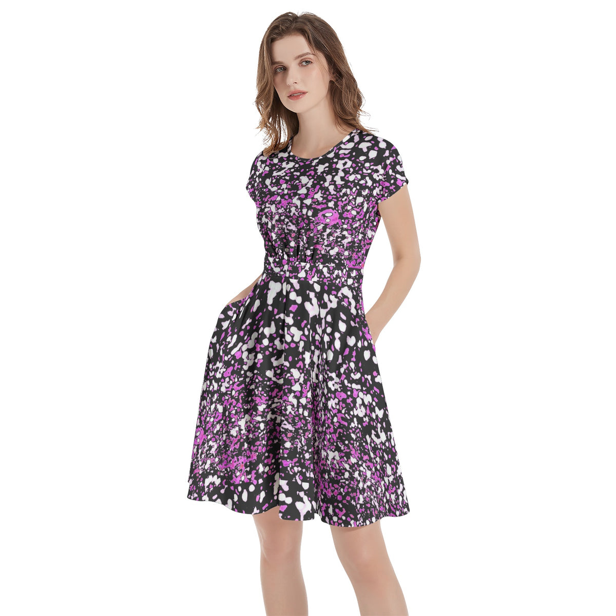 Short Sleeve Casual A-Line Midi Dress