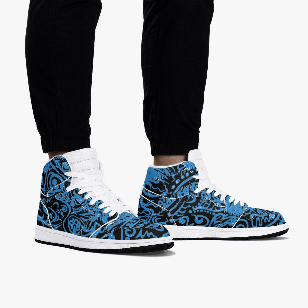 kokorepublic 352. AJ1 Black High-Top Leather Sneakers