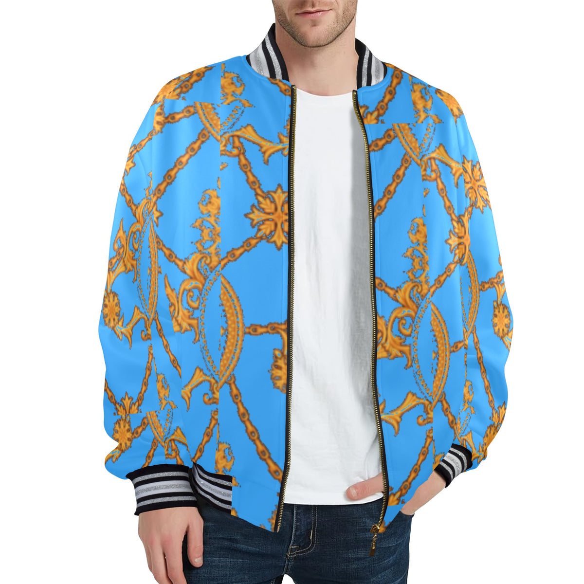 kokorepublic New Men's Striped Trim Bomber Jacket