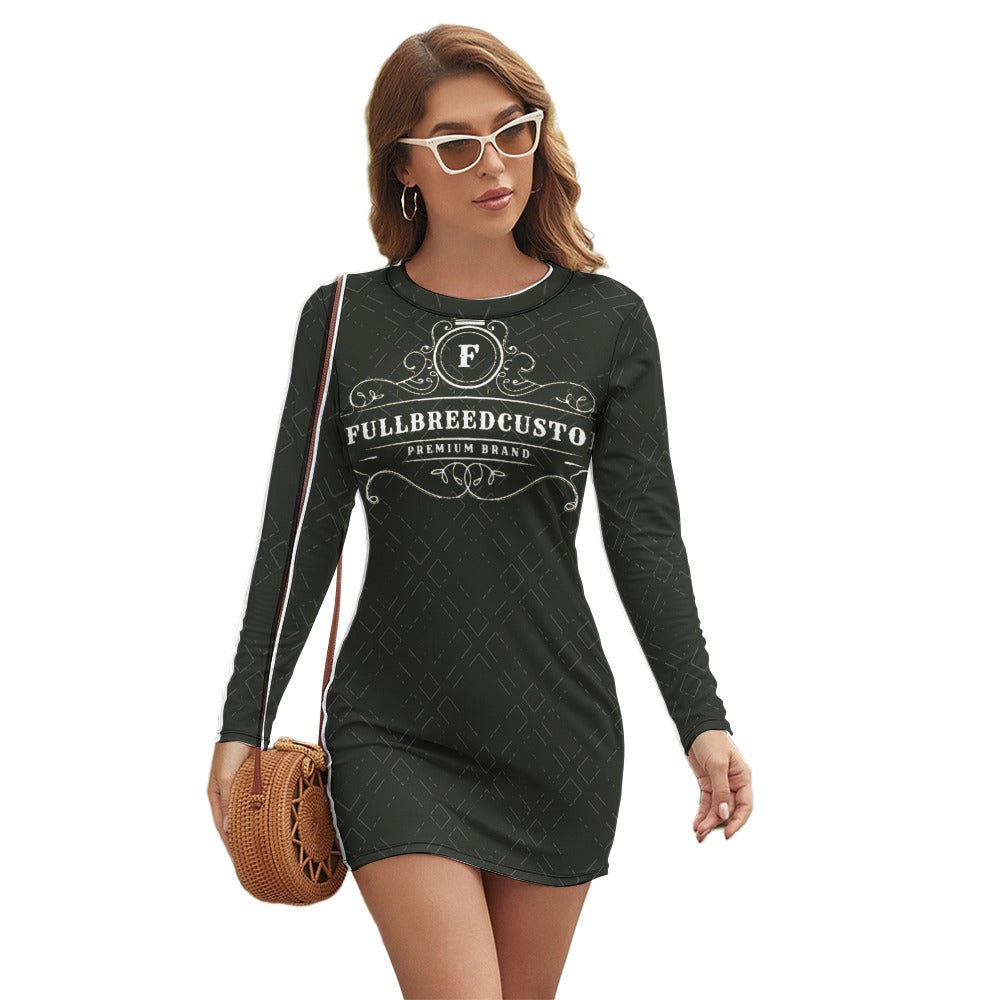 koklorepublic Women's Long Sleeve Round Neck Slim Dress