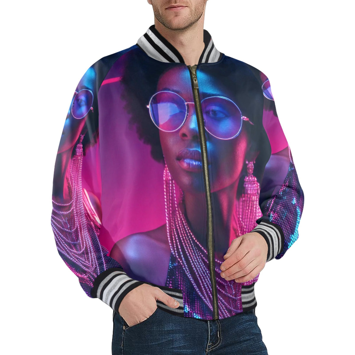 kokorepublic New Men's Striped Trim Bomber Jacket