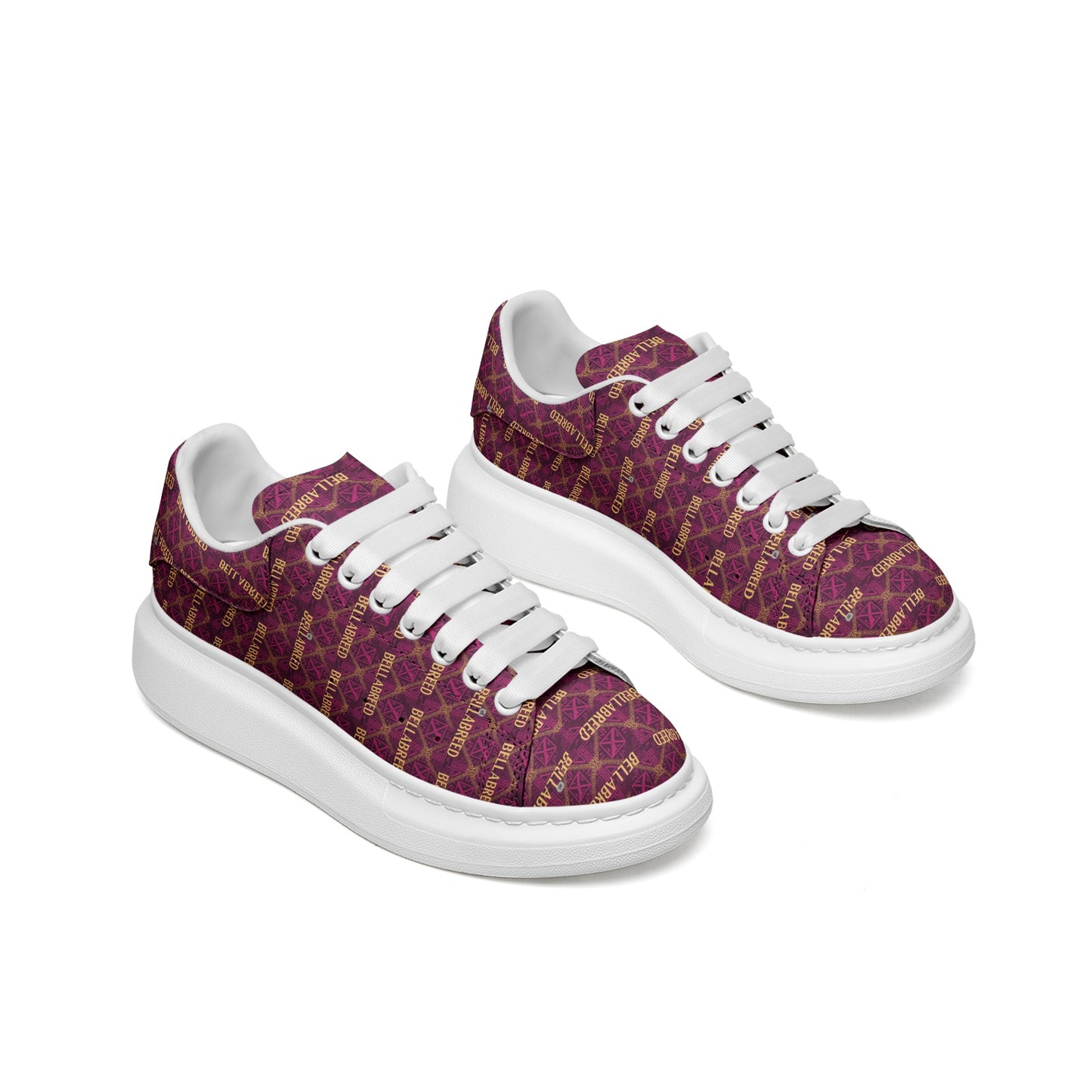 Bellabreed Unisex Non Slip Lace Up Faux Leather Sneakers
