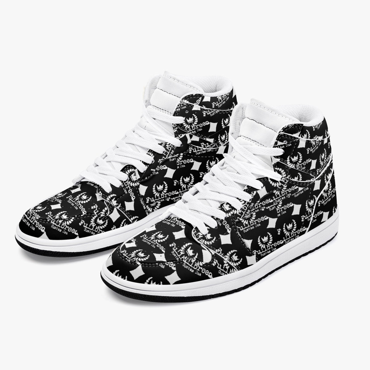 kokorepublic 352. AJ1 Black High-Top Leather Sneakers