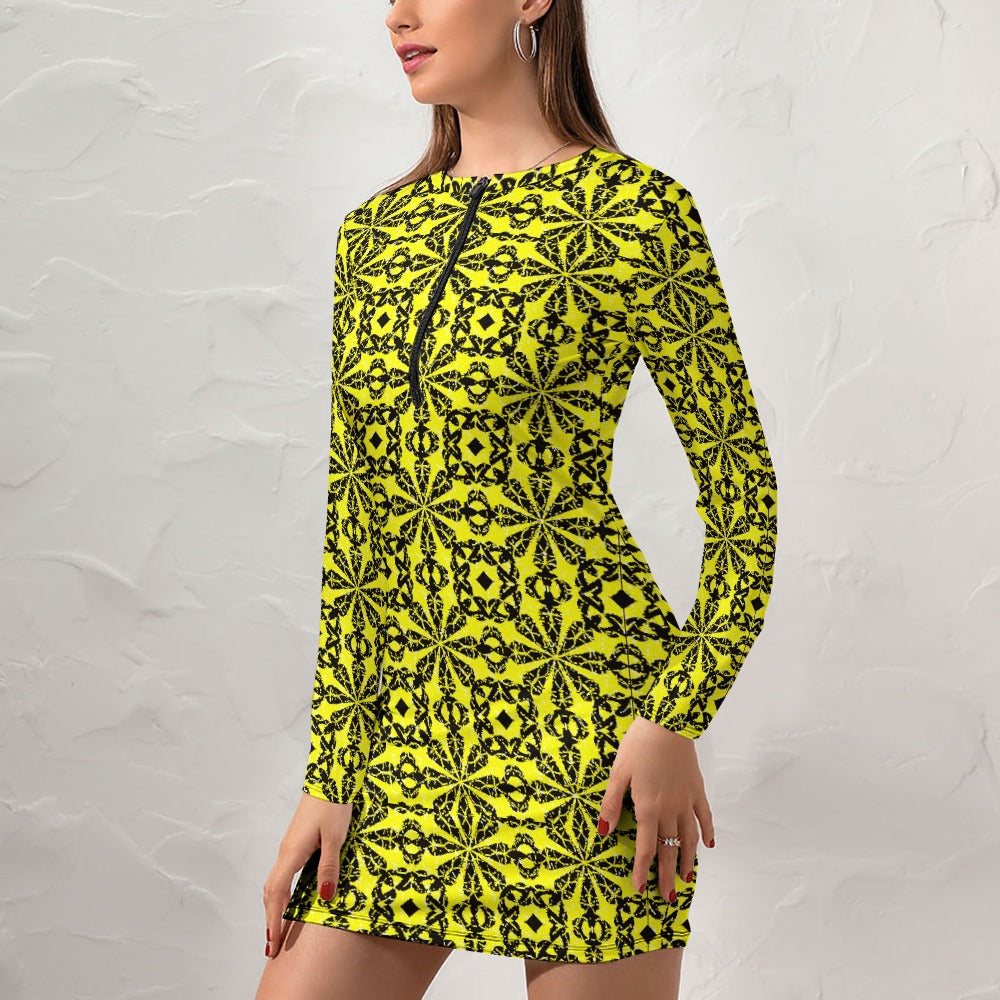 Kokorepublic Women's Zipper Long Sleeve Hip Dress
