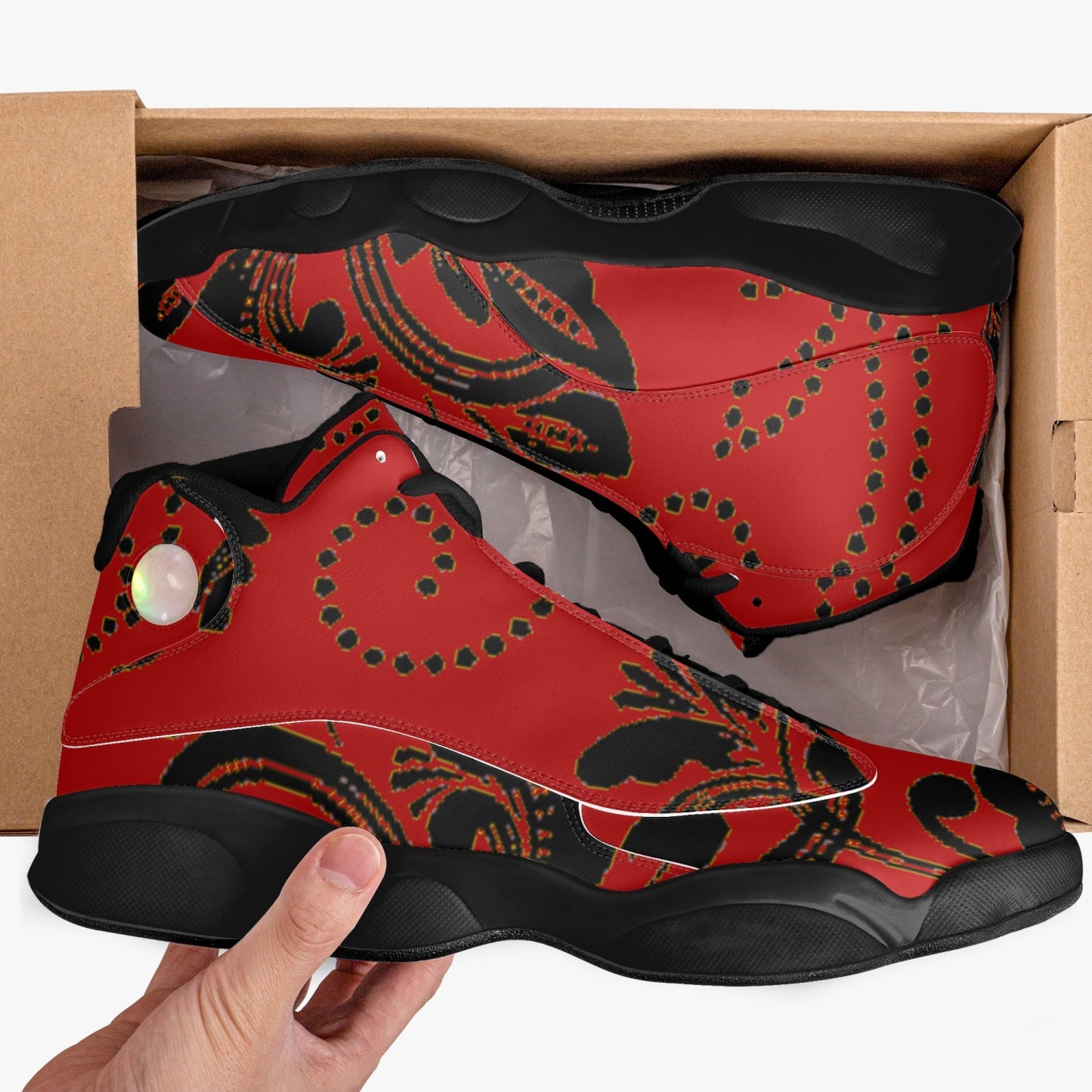 326. Black Sole High-Top Leather Basketball Sneakers