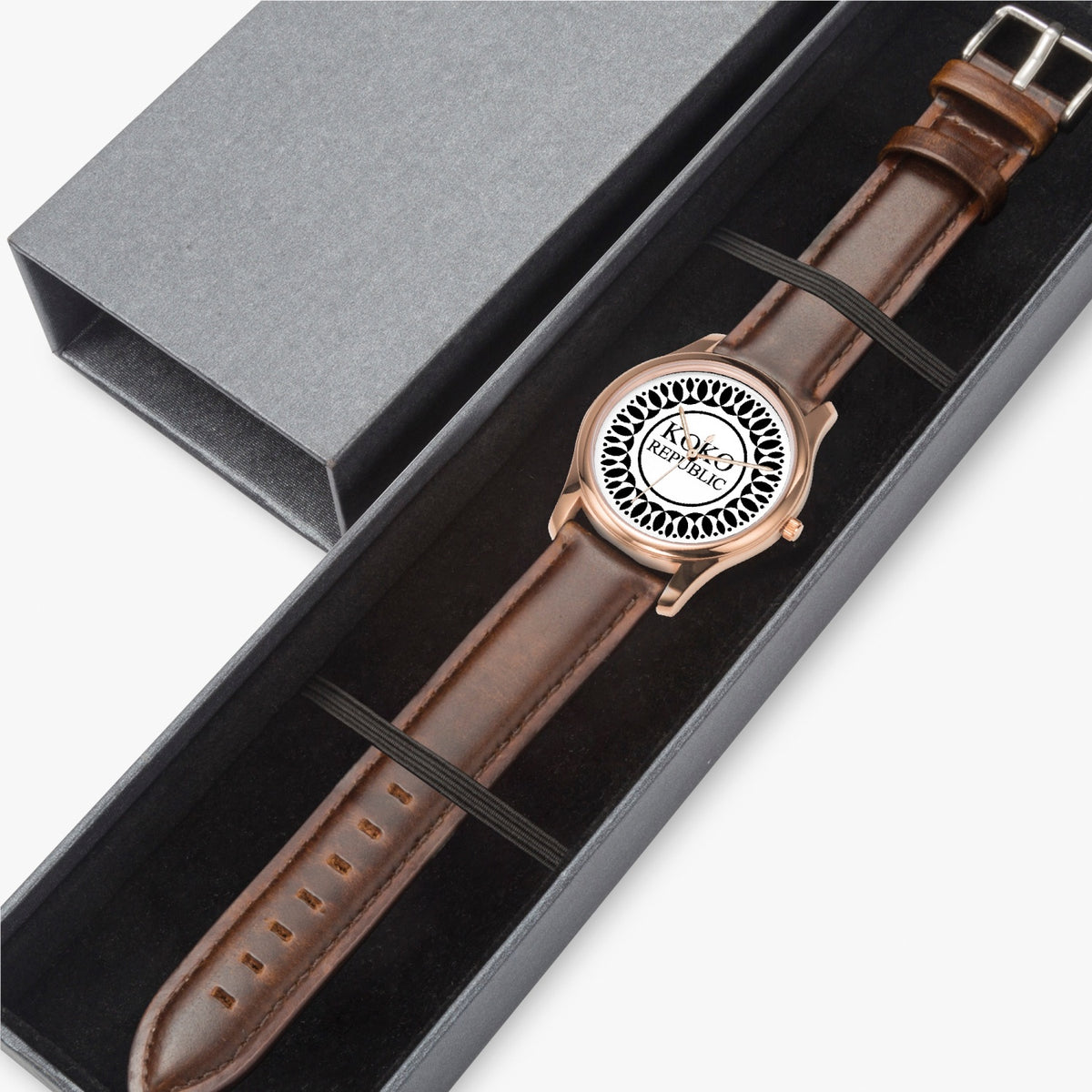 kokorepublic 151. Stylish Leather Strap Classic Quartz Watch (Rose Gold)