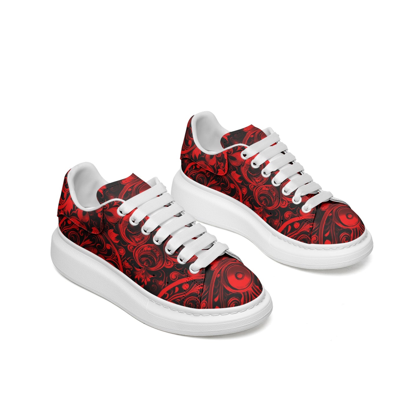 fullbreedcustom Unisex Non Slip Lace Up Faux Leather Sneakers