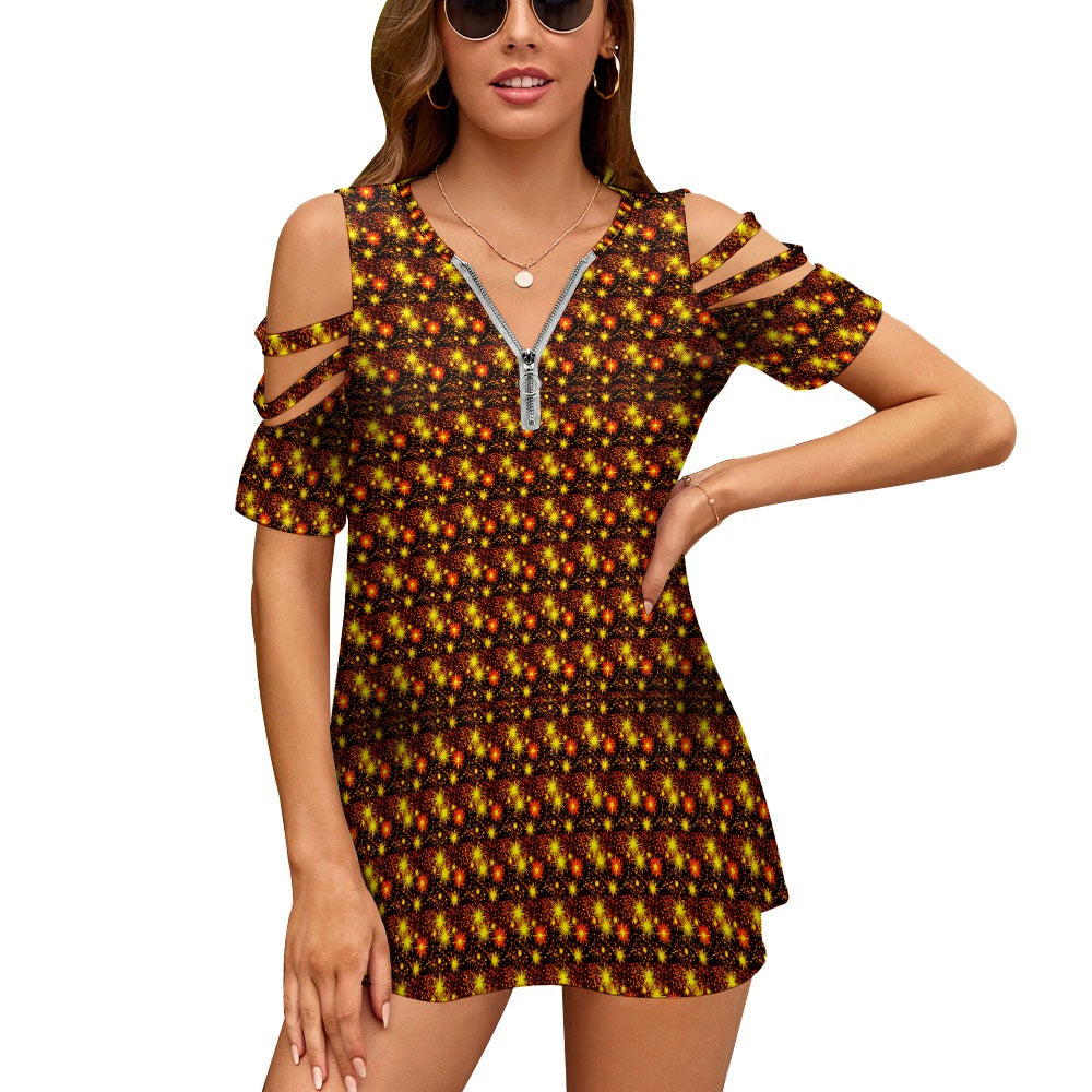 Ladies BE Zip Off Shoulder Top