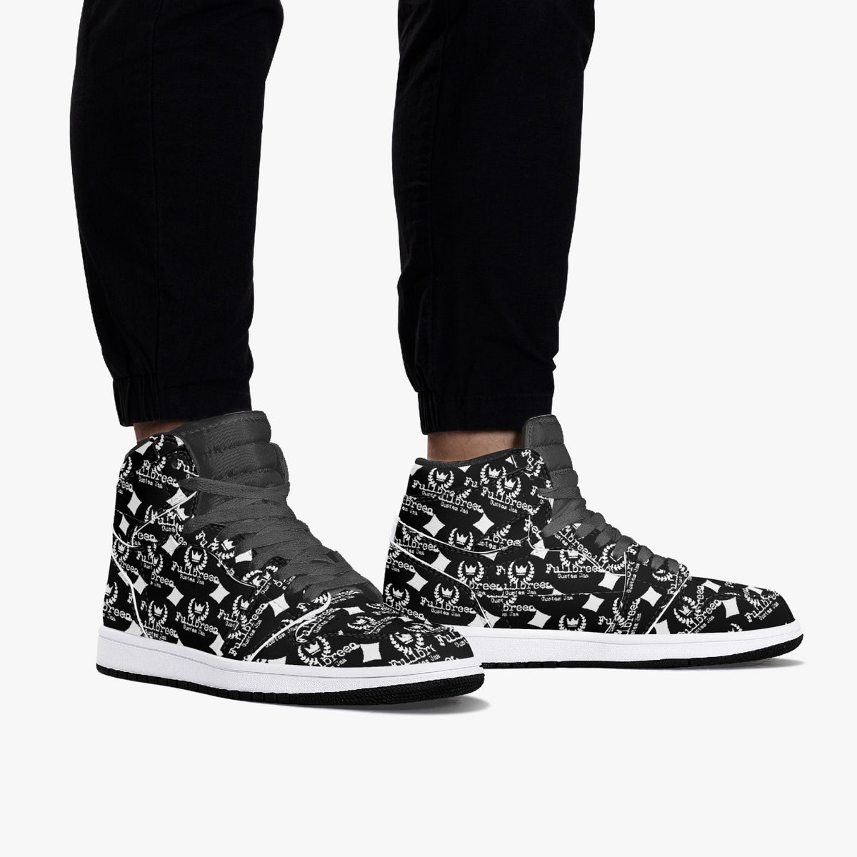 kokorepublic 352. AJ1 Black High-Top Leather Sneakers