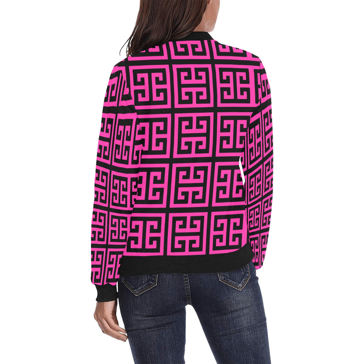 kokorepublic Women's All Over Print Bomber Jacket(Model H36)