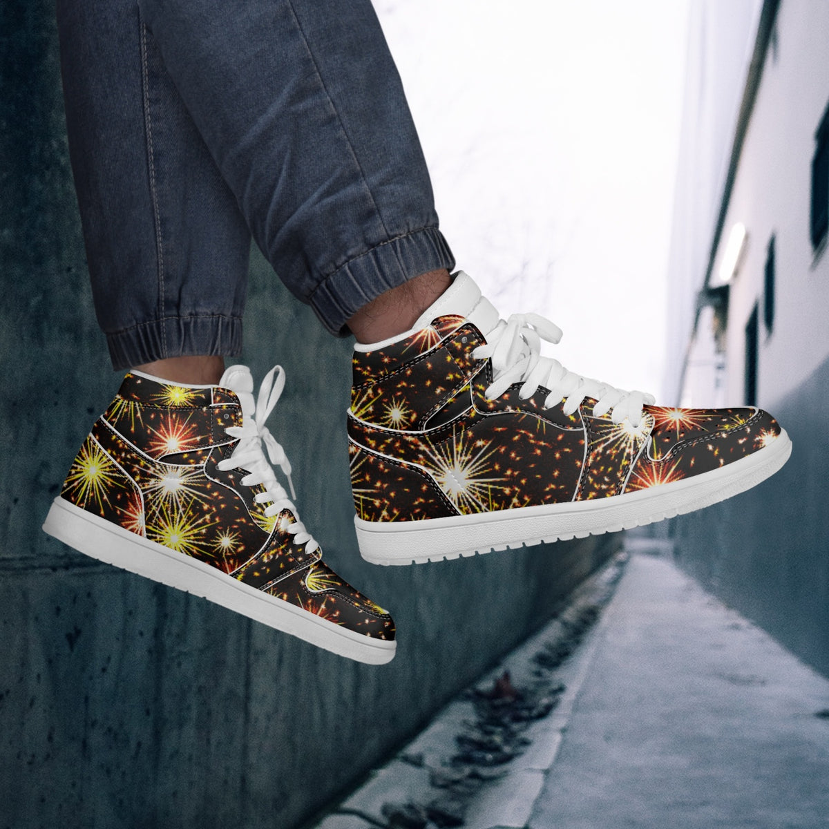 1035. AJ1 High-Top Leather Sneakers - White