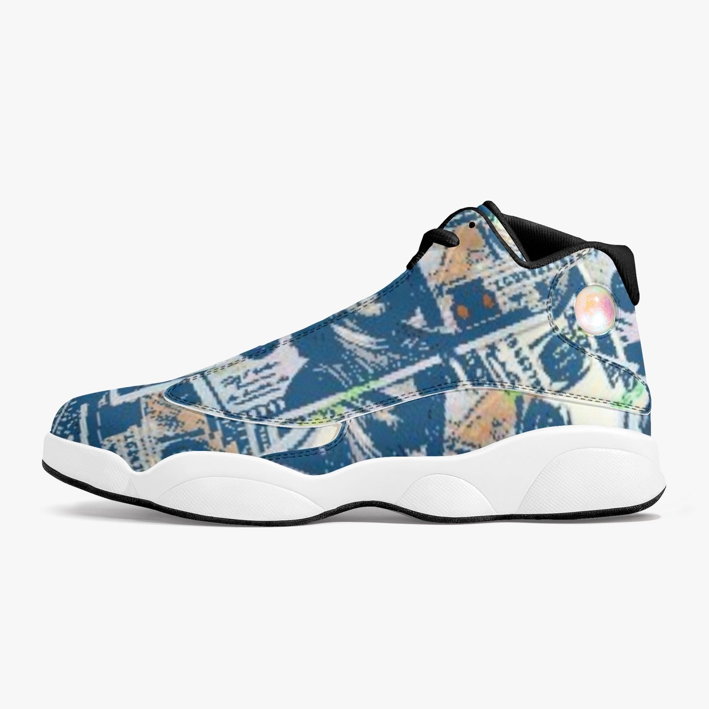 244. AJ13 High-Top Leather Basketball Sneakers - Black