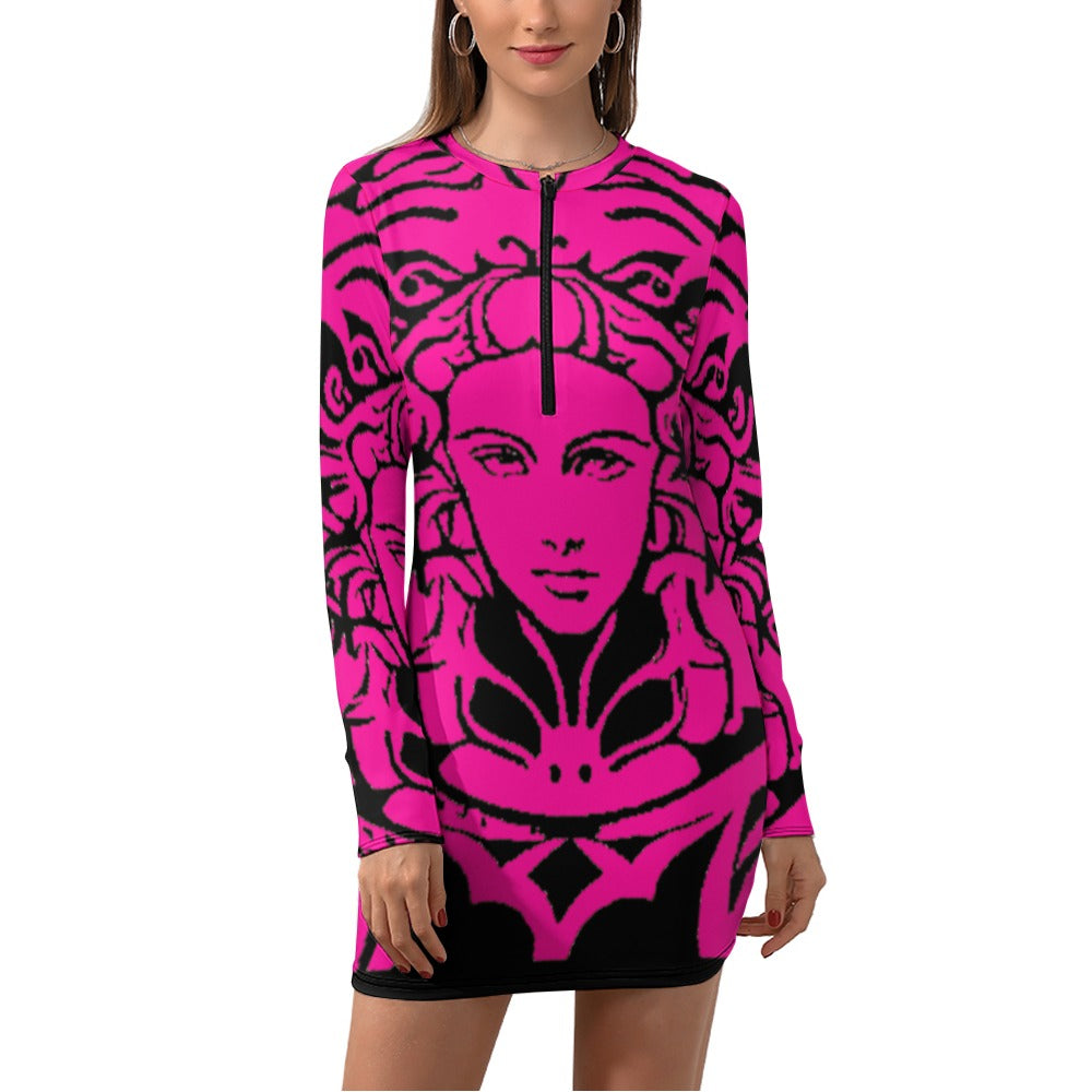 Kokorepublic Women's Zipper Long Sleeve Hip Dress