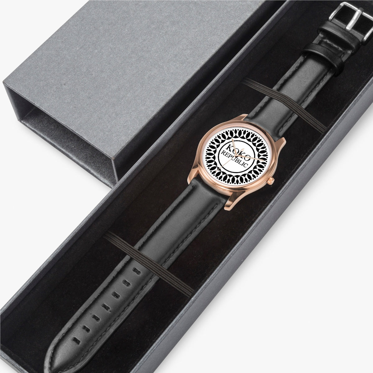 kokorepublic 151. Stylish Leather Strap Classic Quartz Watch (Rose Gold)