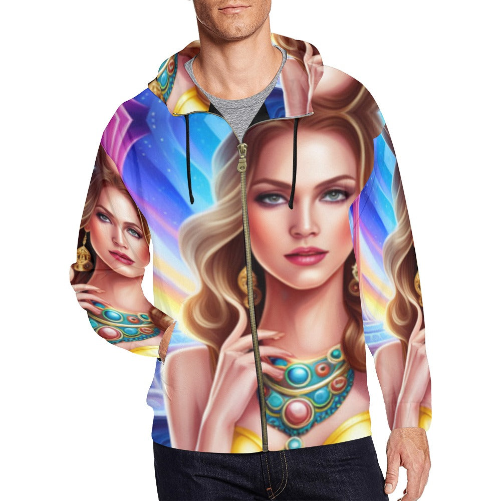 FullbreedClothing Men's All Over Print Full Zip Hoodie (Model H14)