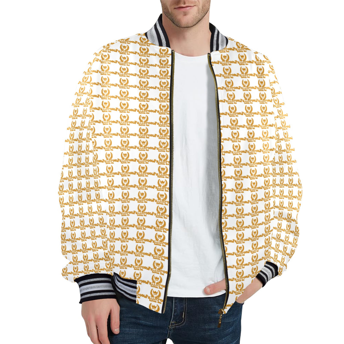 kokorepublic New Men's Striped Trim Bomber Jacket