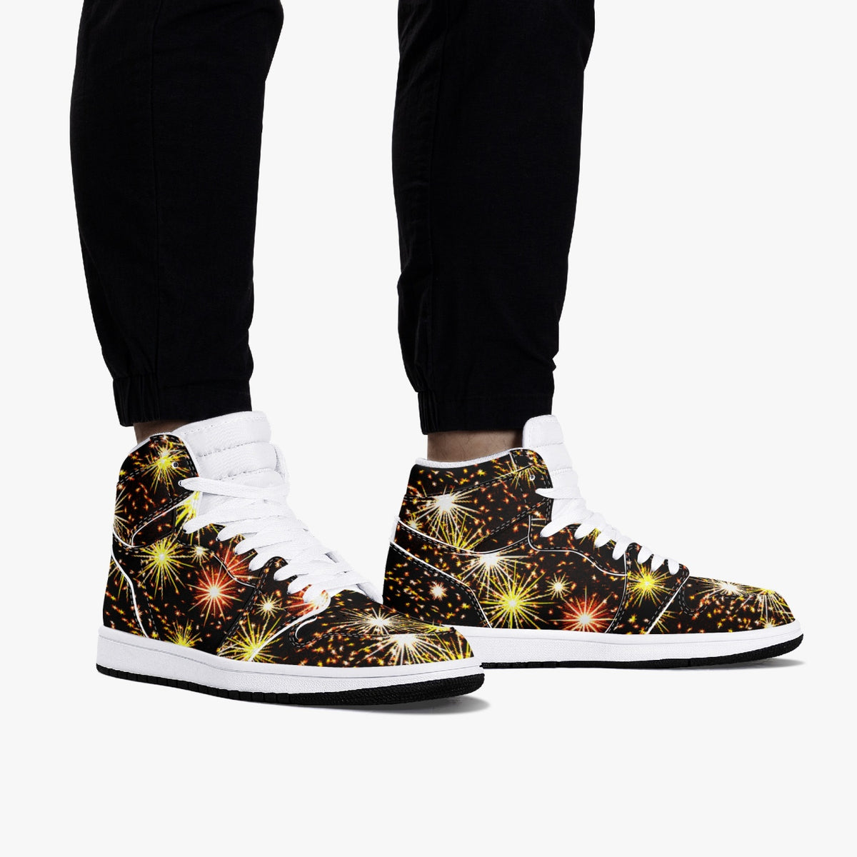 352. AJ1 Black High-Top Leather Sneakers