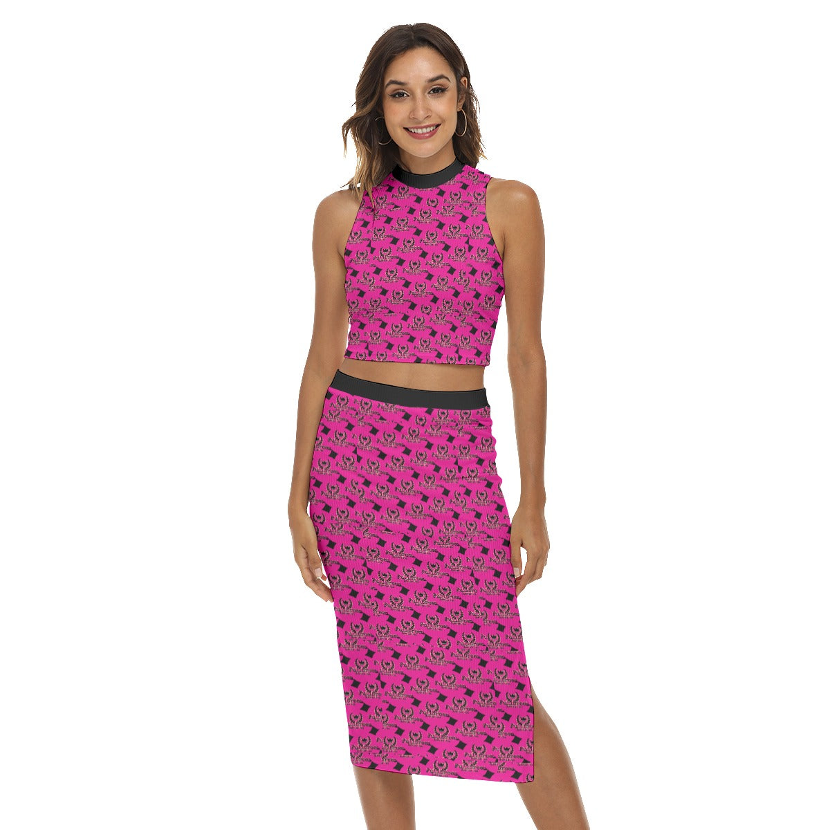 FullbreedCustom pink Women's Tank Top & Split High Skirt Set