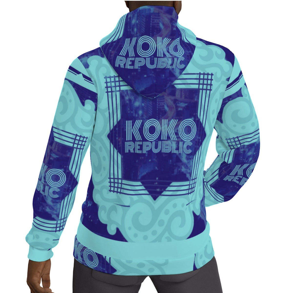 KokoRepublic All-Over Print Men's Thicken Pullover Hoodie