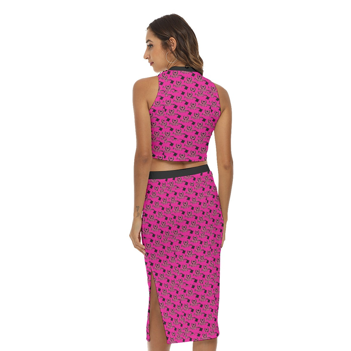 FullbreedCustom pink Women's Tank Top & Split High Skirt Set