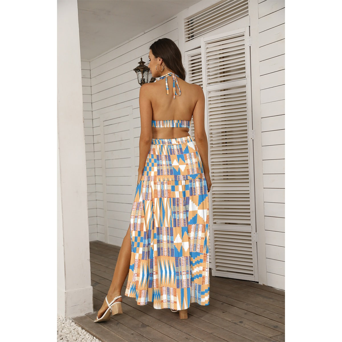 Koko Republic All-Over Print Women's Tie Back Wrap Dress