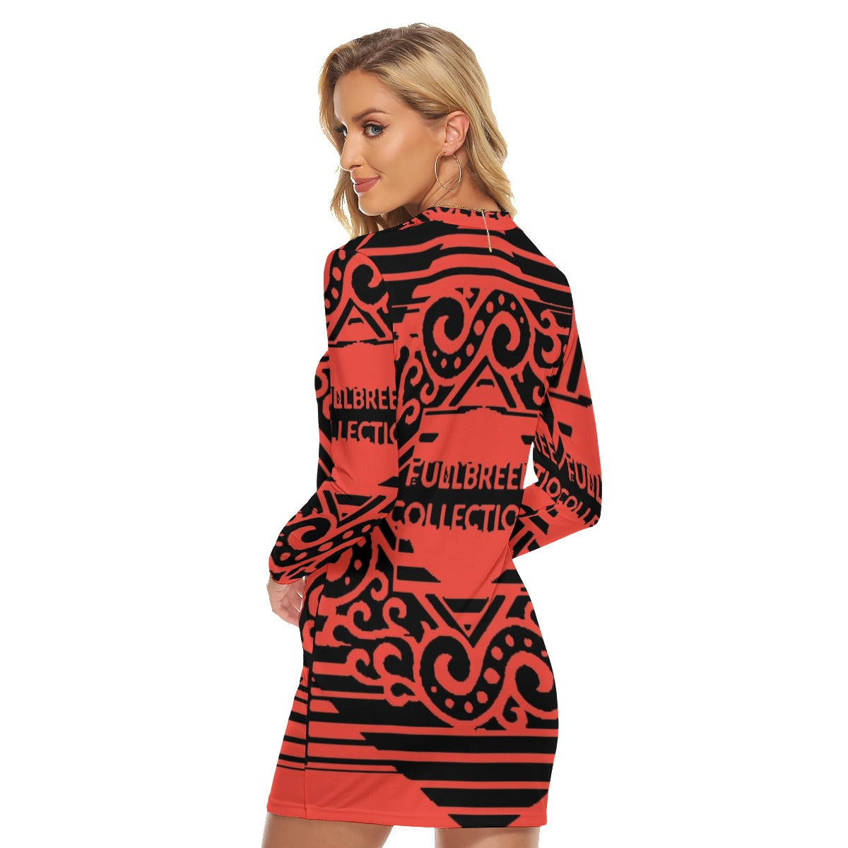 All-Over Print Women's Zip Front Tight Dress