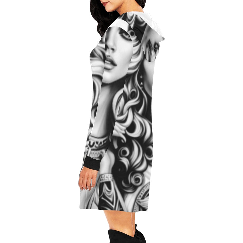 A5 Women's All Over Print Hoodie Mini Dress(Model H27)