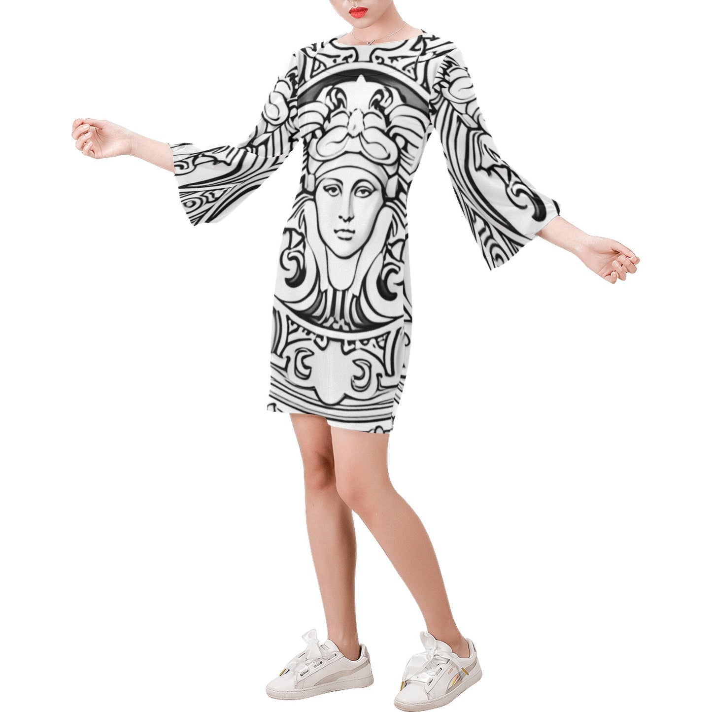 Lumii_20231104_072921018 Bell Sleeve Dress (Model D52)