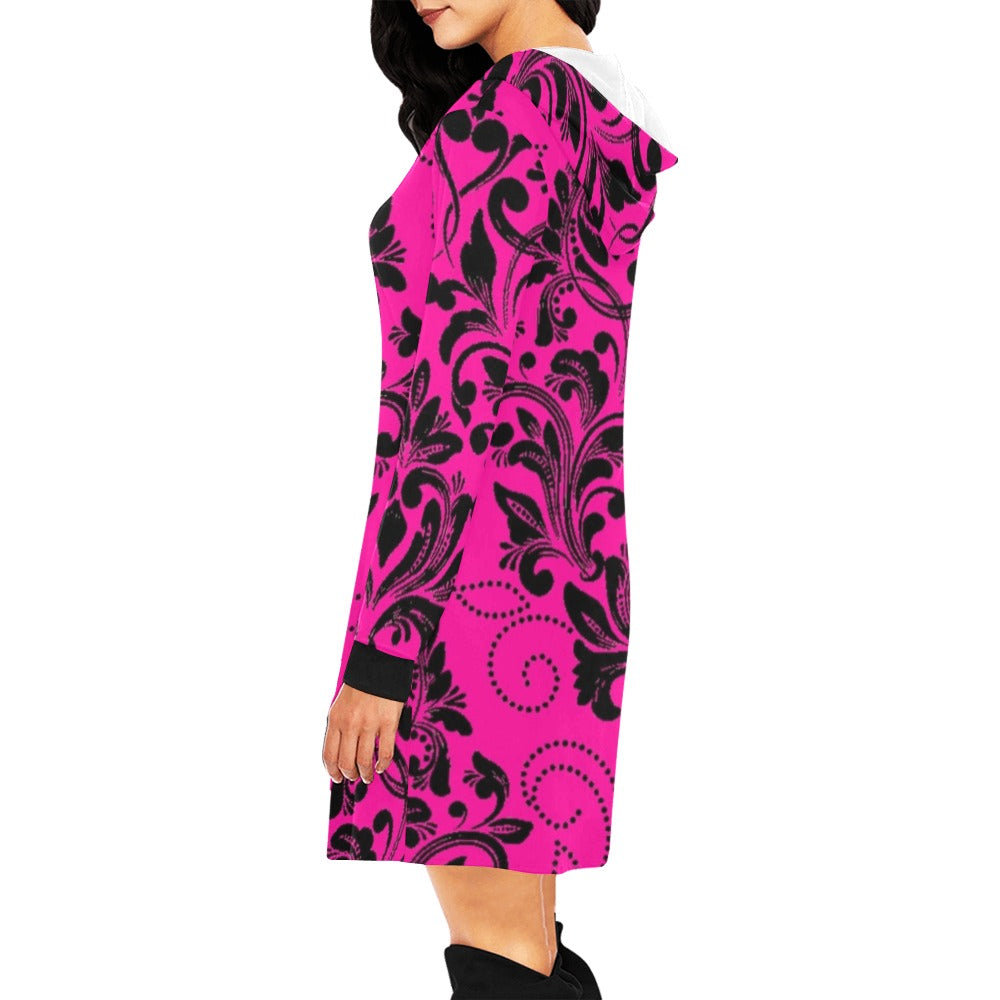 A5 Women's All Over Print Hoodie Mini Dress(Model H27)