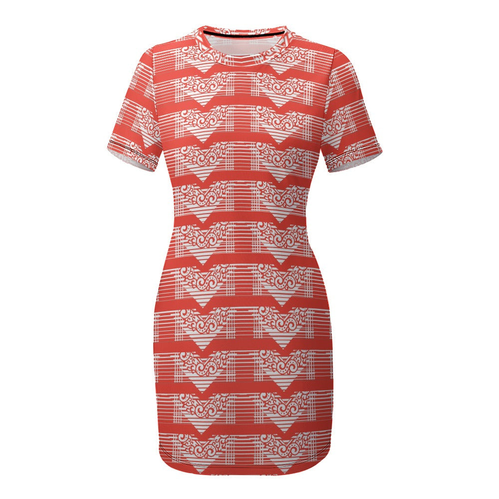 White Crew Neck Short Sleeve Dress