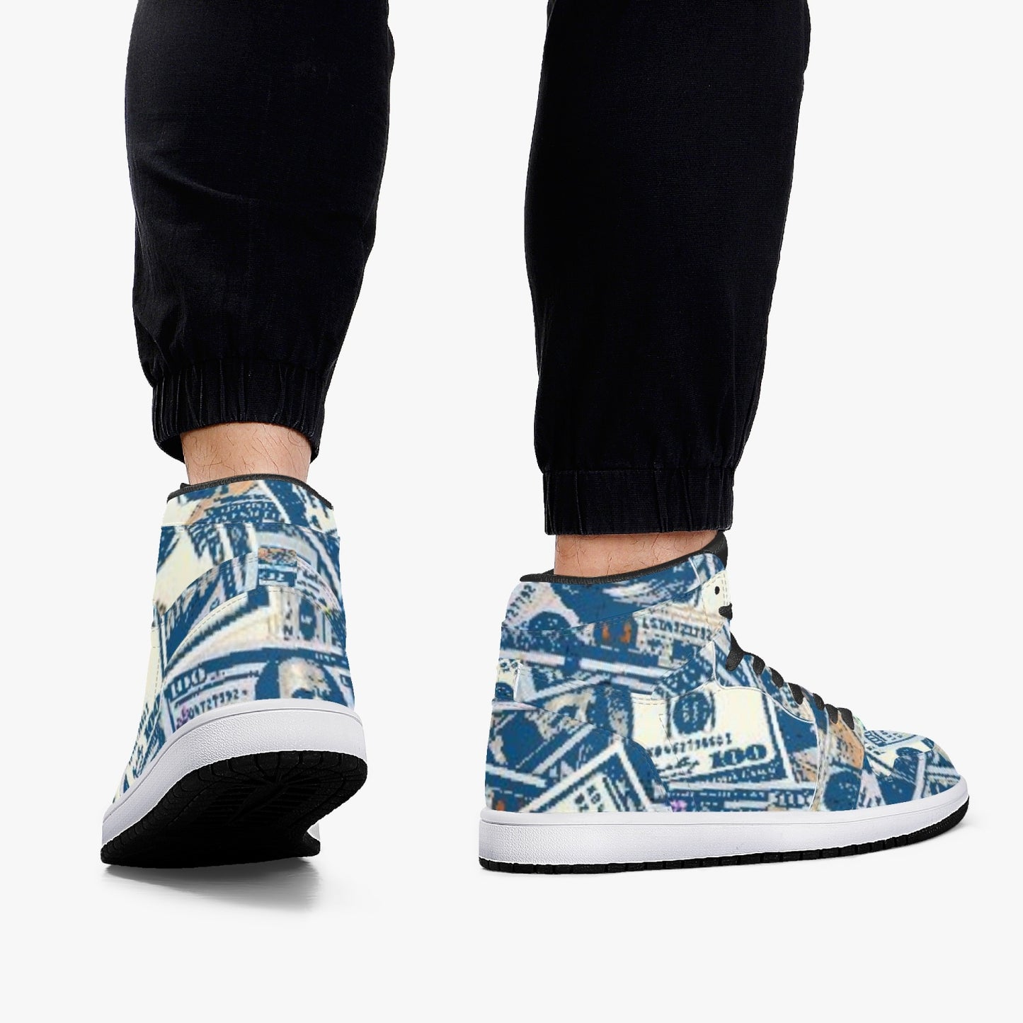 352. AJ1 Black High-Top Leather Sneakers