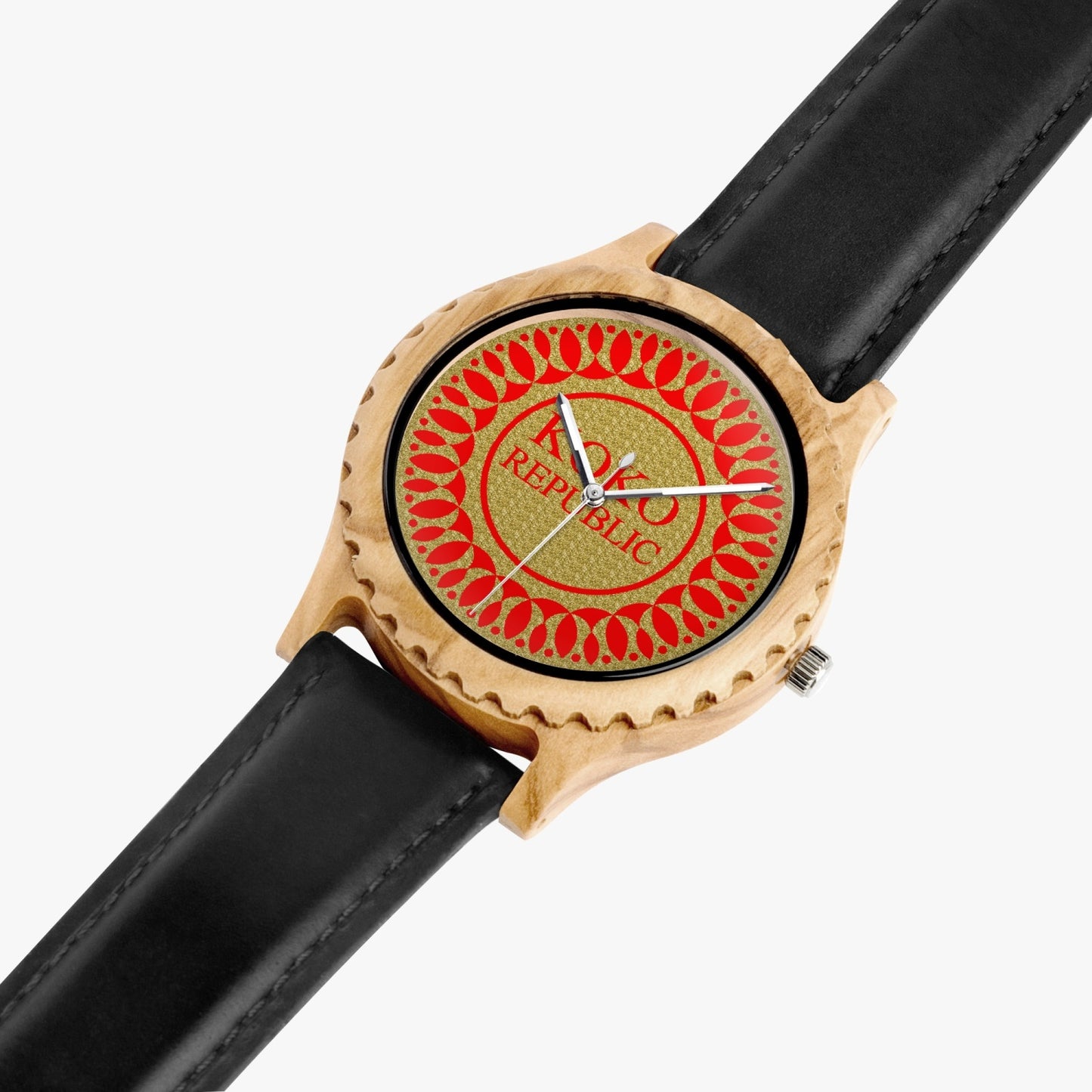 kokorepublic 205. Italian Olive Lumber Wooden Watch - Leather Strap