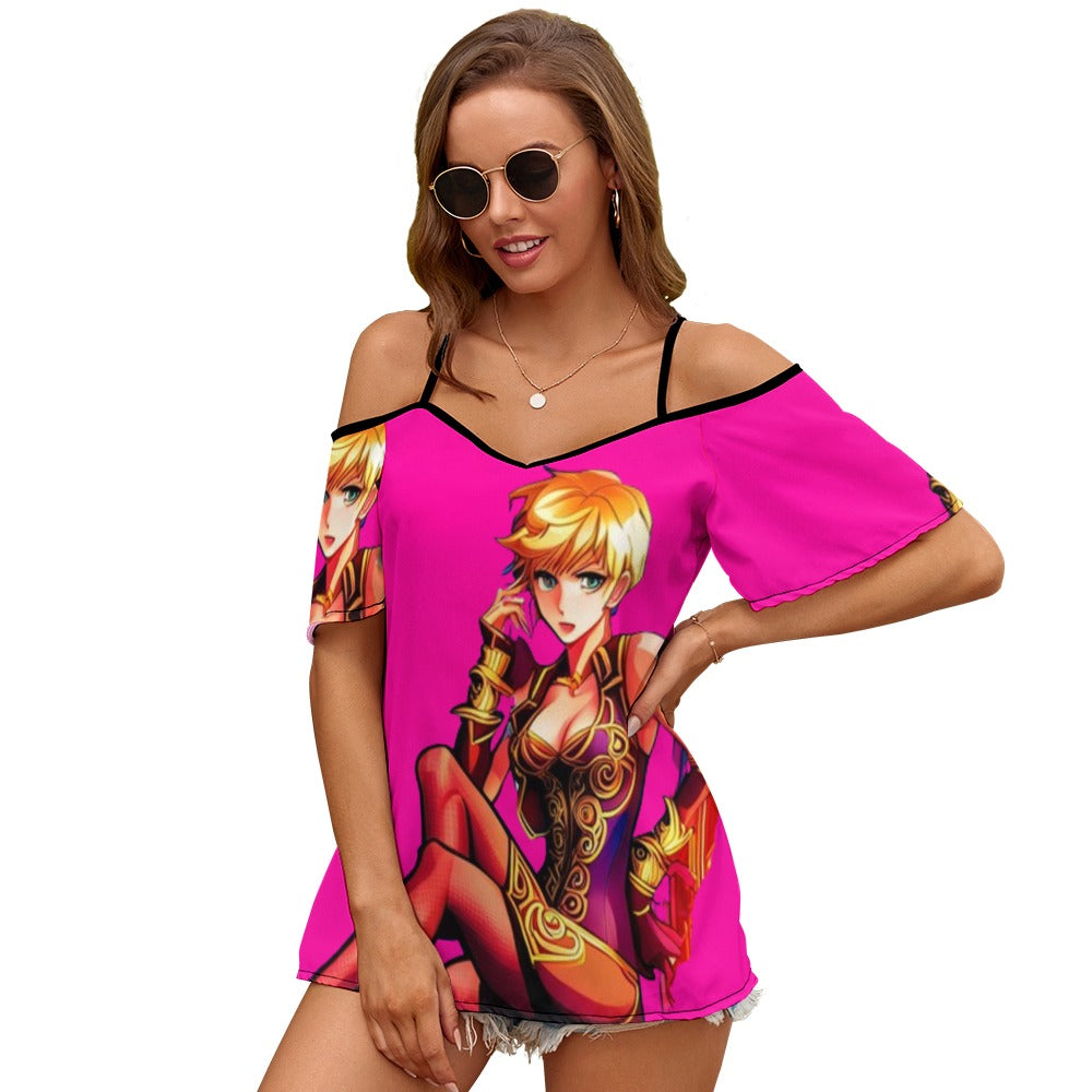 kokorepublic Casual Ladies Off Shoulder Sling Short Sleeve Top