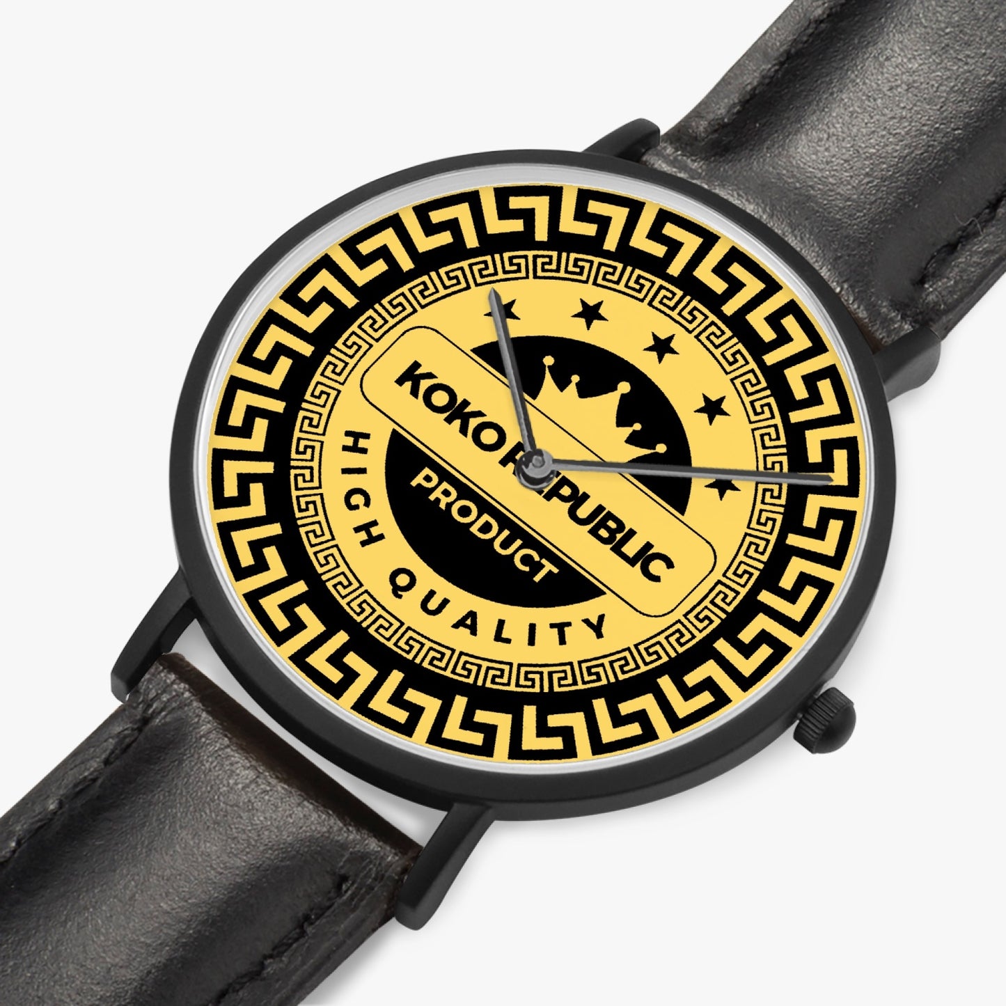 kokorepublic 160. Hot Selling Ultra-Thin Leather Strap Quartz Watch (Black)
