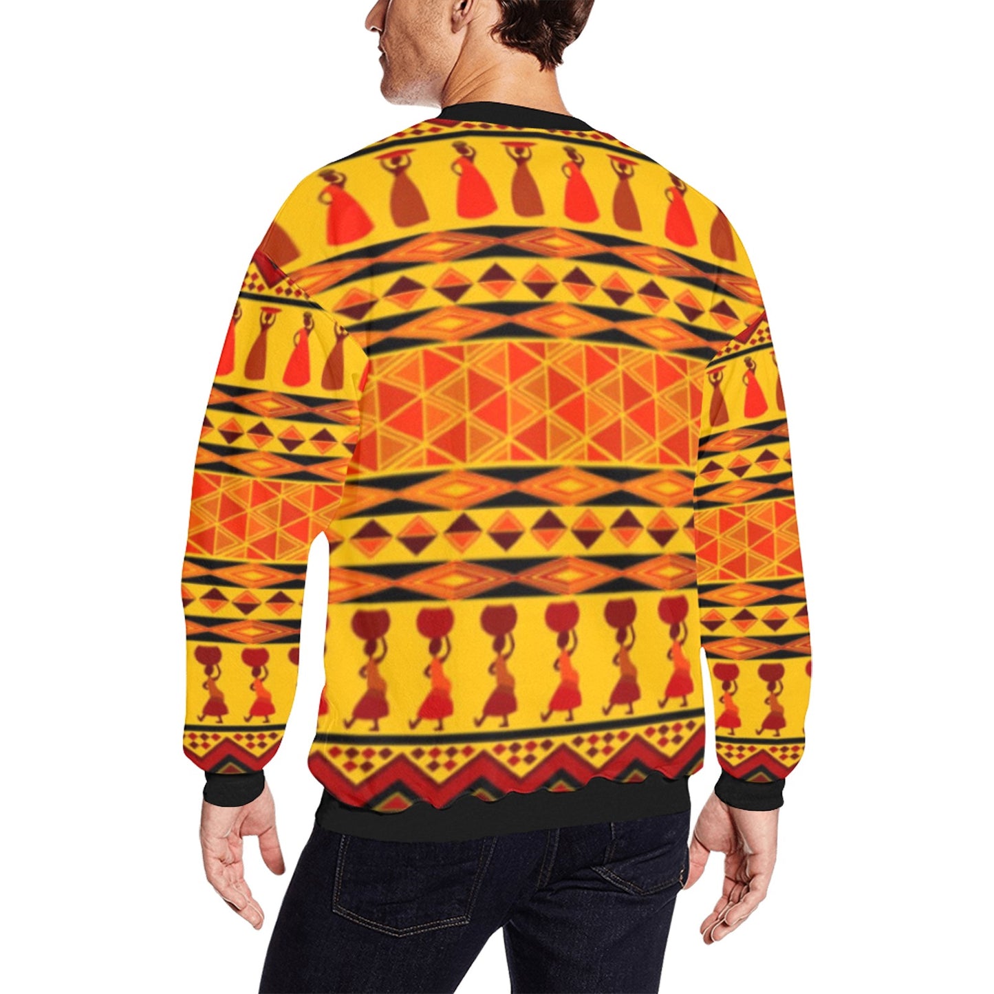 kokorepublic Men's All Over Print Fuzzy Sweatshirt (Model H18)