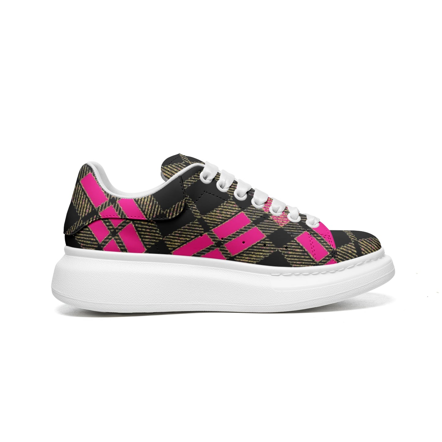 Unisex Non Slip Lace Up Faux Leather Sneakers