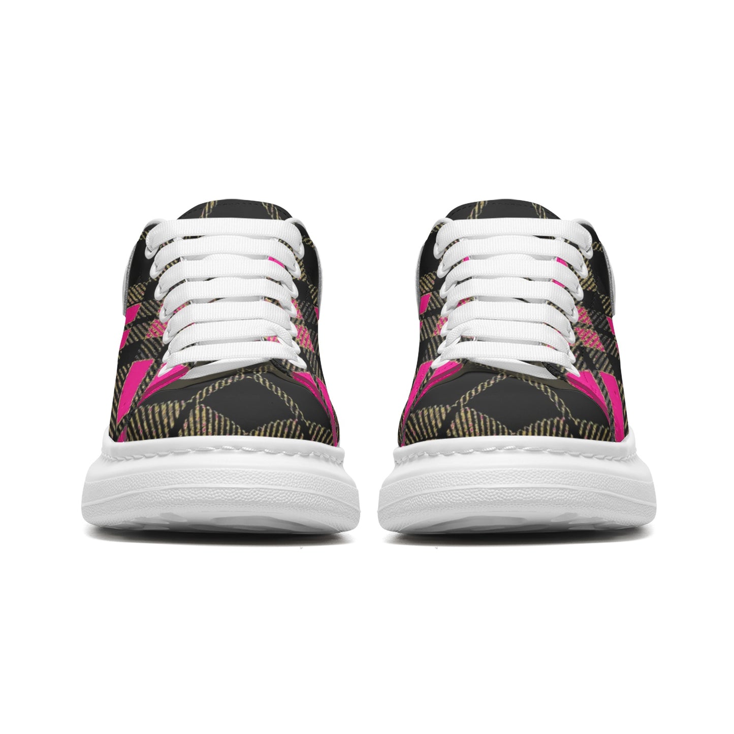 Unisex Non Slip Lace Up Faux Leather Sneakers