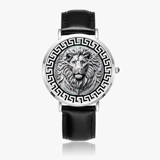 165. Hot Selling Ultra-Thin Leather Strap Quartz Watch (Silver With Indicators)