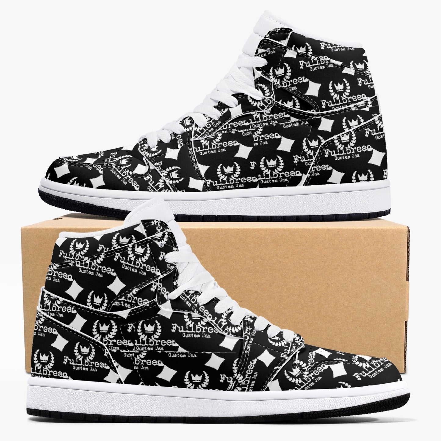 kokorepublic 352. AJ1 Black High-Top Leather Sneakers