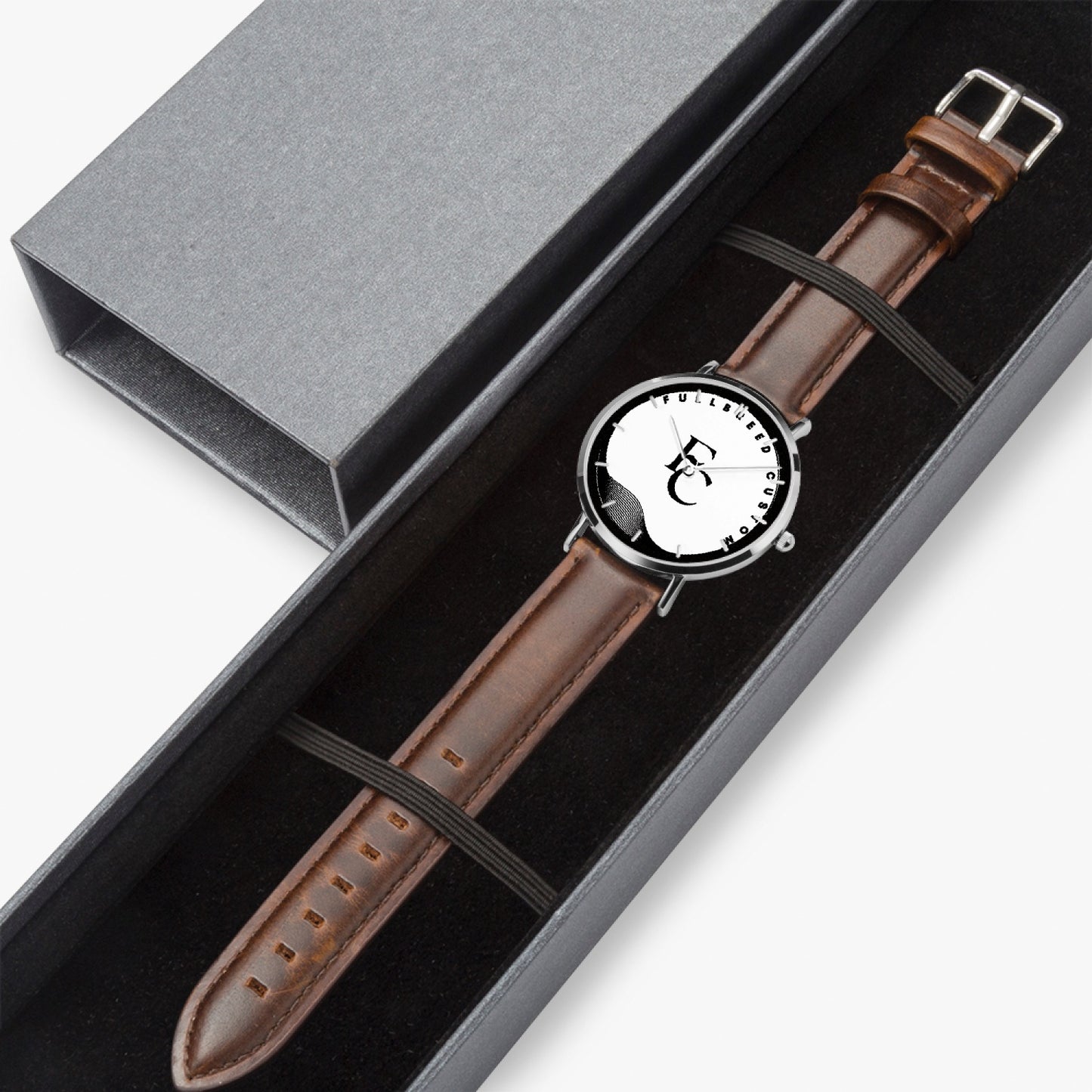 kokorepublic 165. Hot Selling Ultra-Thin Leather Strap Quartz Watch (Silver With Indicators)
