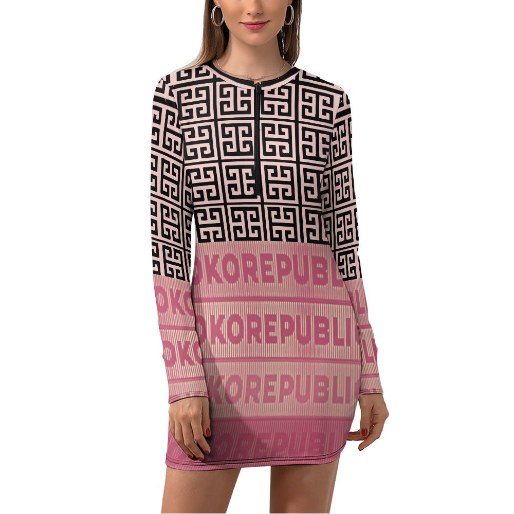 kokorepublic Women's Zipper Long Sleeve Hip Dress