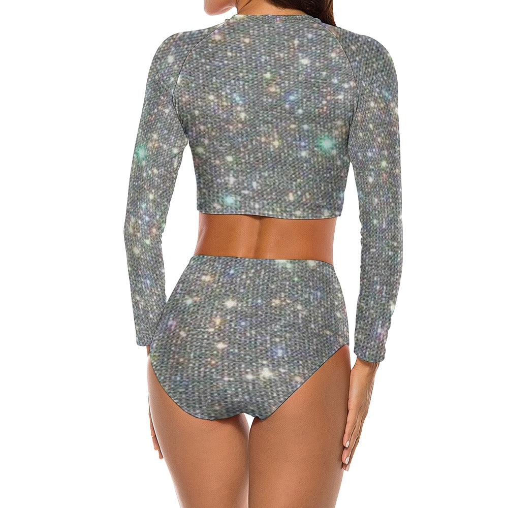kokorepublic Sleeve Crew Neck Ladies Bikini Swimsuit