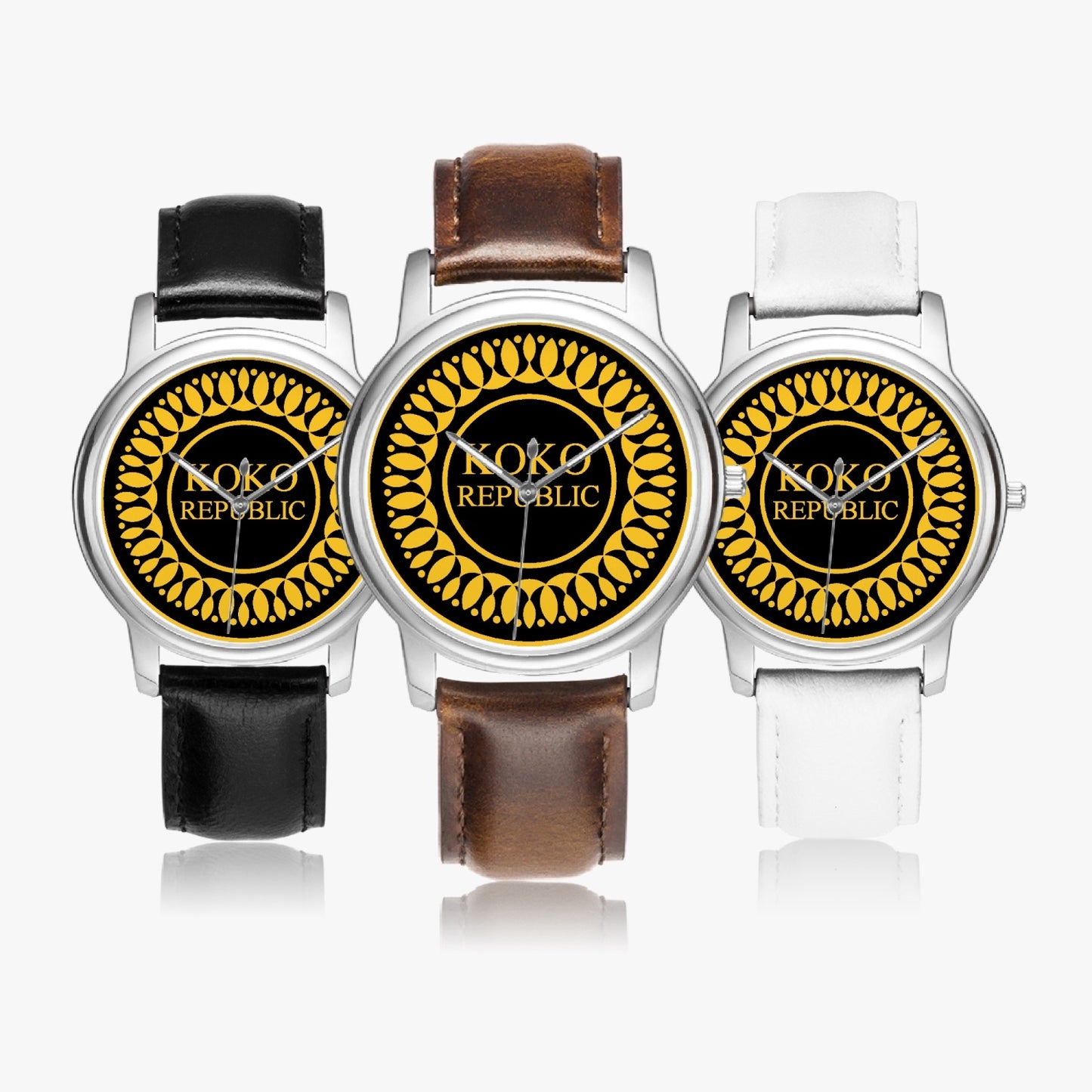 kokorepublic 152. Stylish Leather Strap Classic Quartz Watch (Silver)
