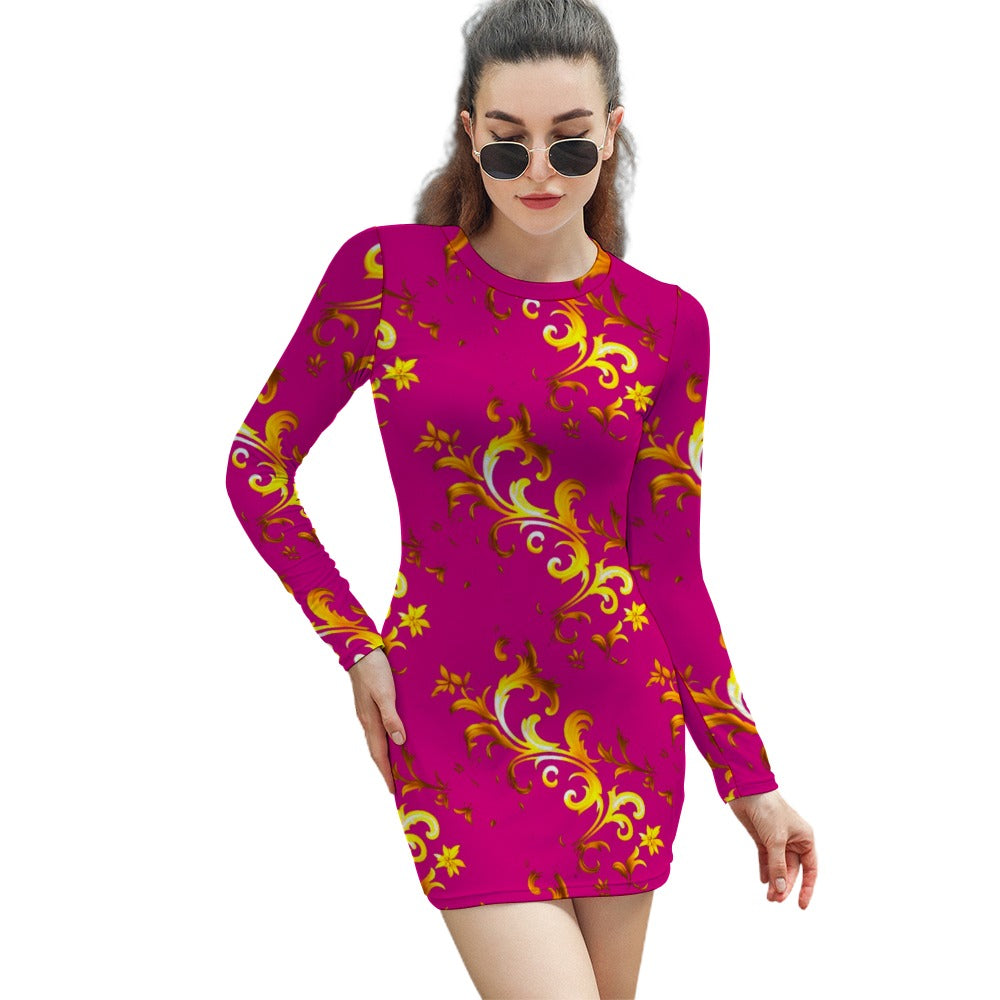 kokorepublic Women's Elegant Long Sleeve Skinny Dress
