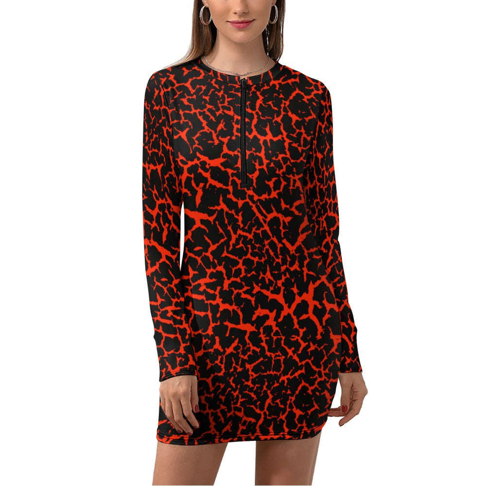 kokorepublic Women's Zipper Long Sleeve Hip Dress